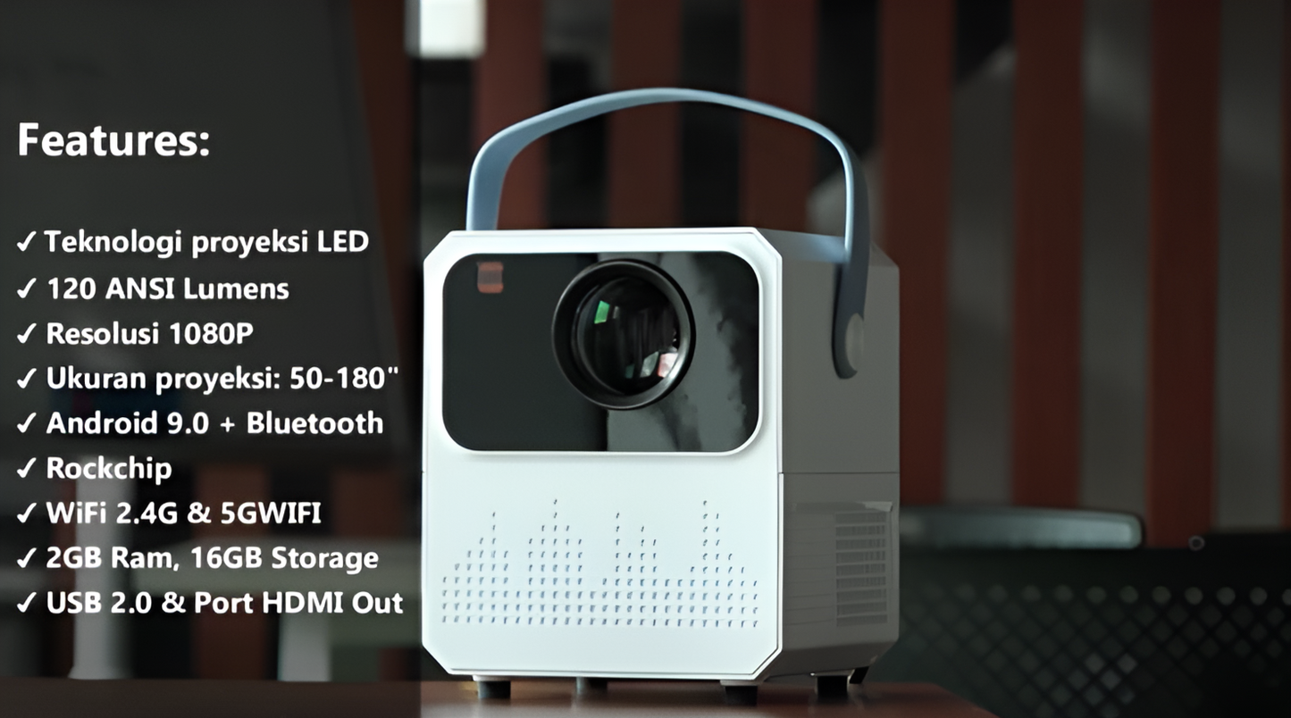 جهاز عرض محمول عالي الدقة 1080 بكسل، جهاز عرض صغير محمول للمنزل، جهاز عرض 4K 6000 لومن