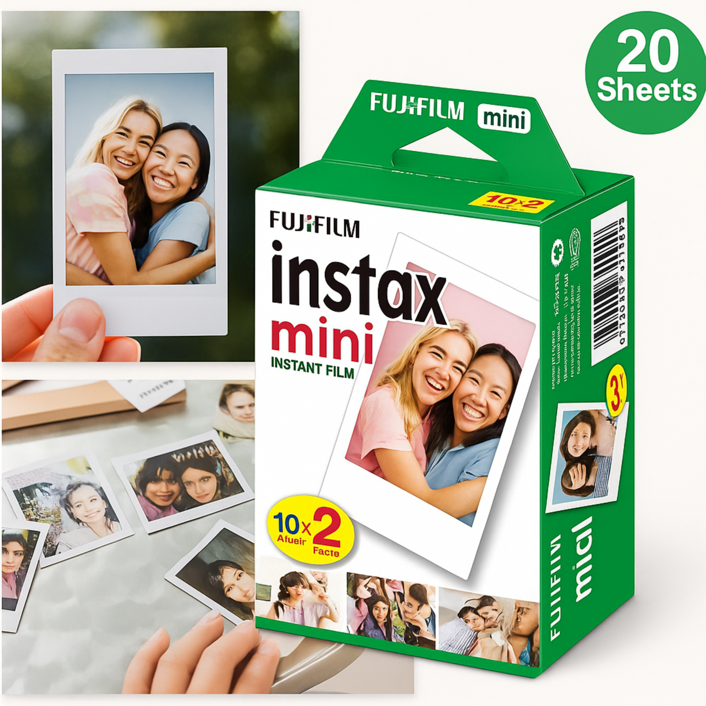 فيلم فوجي فيلم إنستاكس ميني الفوري، عبوتان، 20 ورقة، لكاميرات فوجي فيلم ميني 8 9 11 12