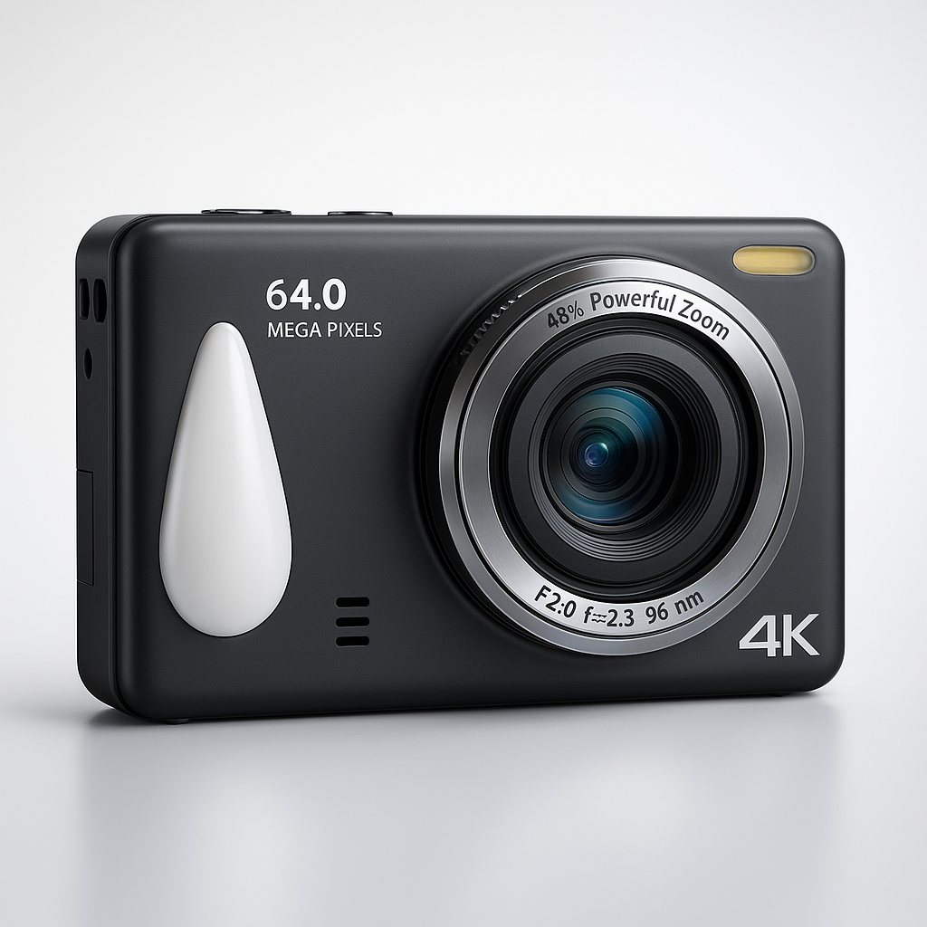 كاميرا رقمية عالية الجودة بدقة 4K وشاشة IPS مقاس 2.4 بوصة ودقة 64 ميجابكسل وكاميرات فيديو YouTube وكاميرات تصوير فوتوغرافي وكاميرا فيديو مدمجة