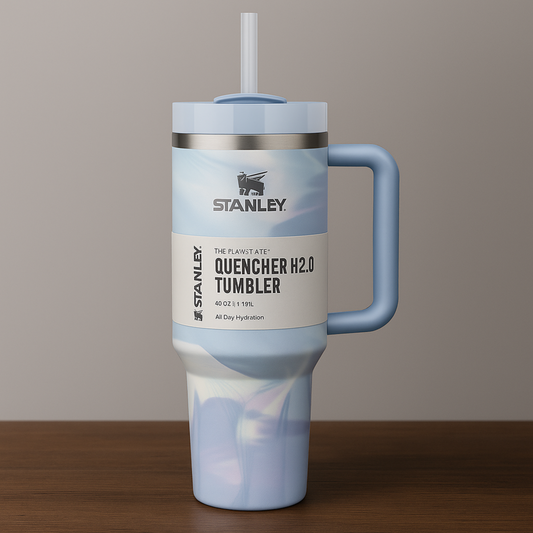 كأس ستانلي بلون الرخام الباستيل والأزرق الفاتح