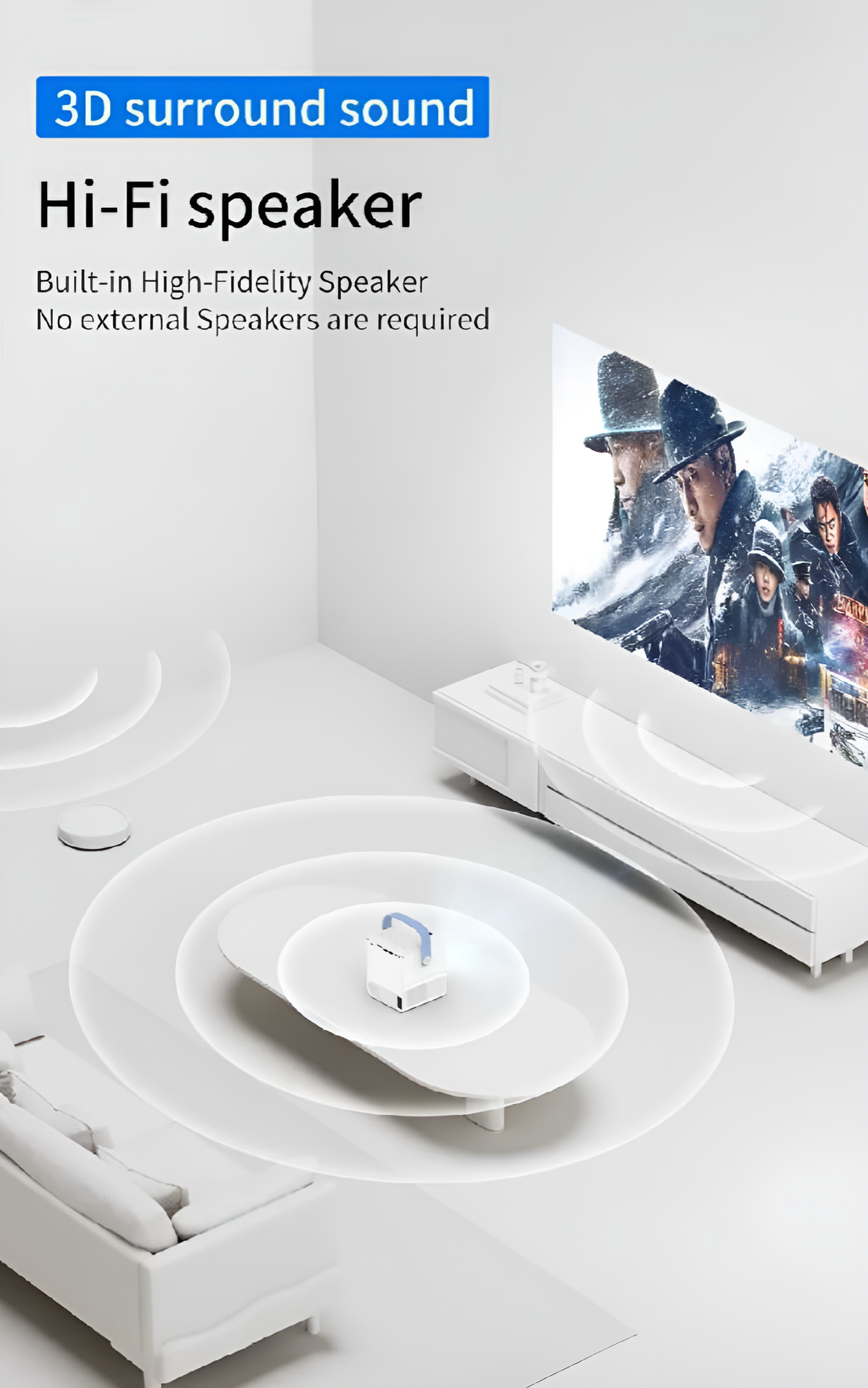 جهاز عرض محمول عالي الدقة 1080 بكسل، جهاز عرض صغير محمول للمنزل، جهاز عرض 4K 6000 لومن