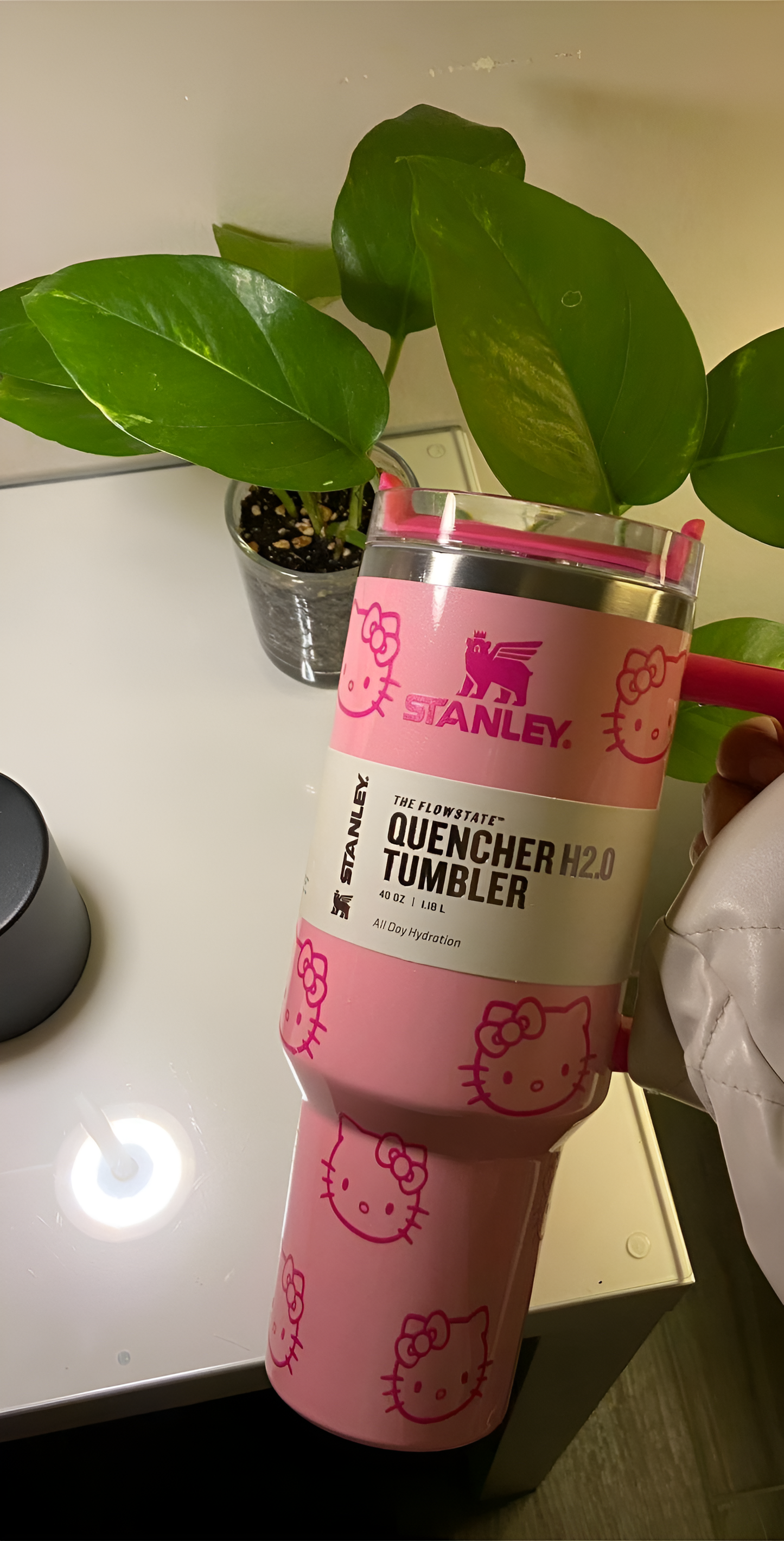 كوب ستانلي وردي اللون من هالو كيتي