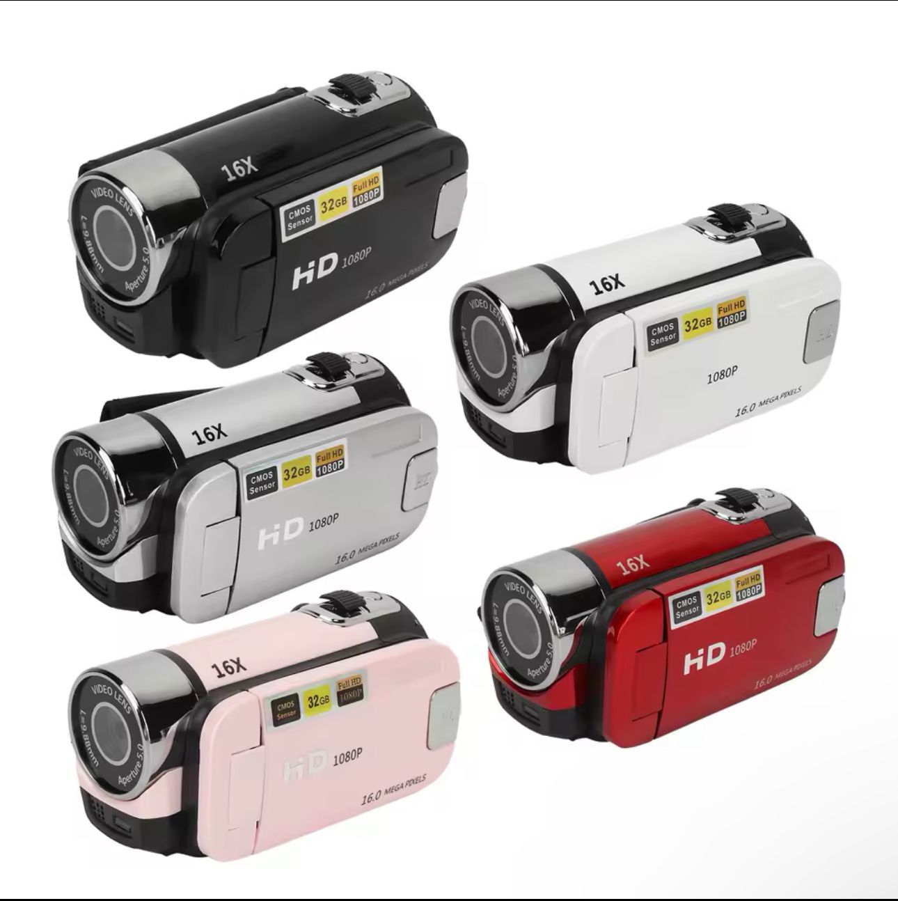 كاميرا رقمية بدقة 16 ميجابكسل، تقريب 16X، كاميرا فيديو 1080 بكسل